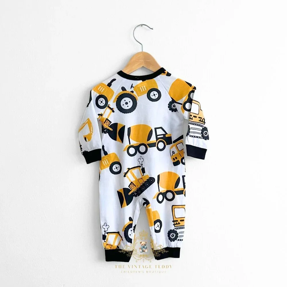 NWT Cute Boys Sleep N' Play One-piece Rompers Set of 2 Construction Truck 18-24M - Picture 5 of 5